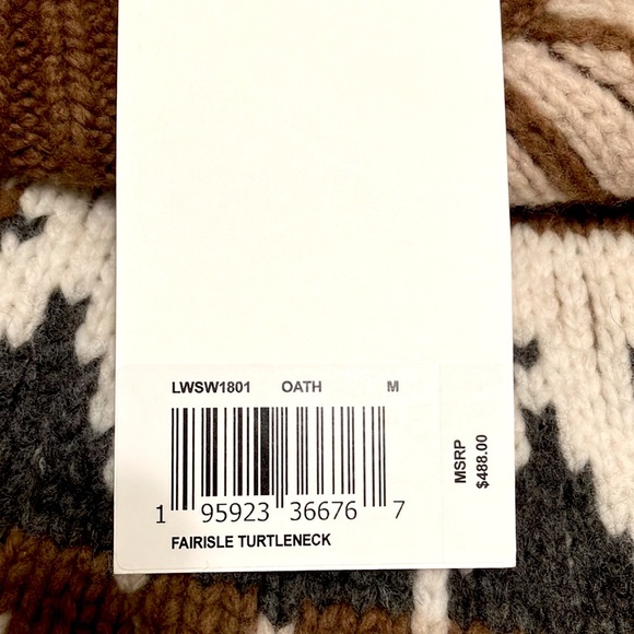 Claudia Schiffer + Frame Merino Wool Fair Isle Turtleneck Sweater NWT - Picture 12 of 15